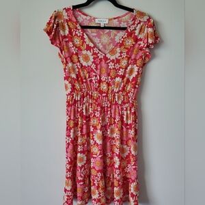 Gilli Pink Floral Stretchy Dress Size Medium